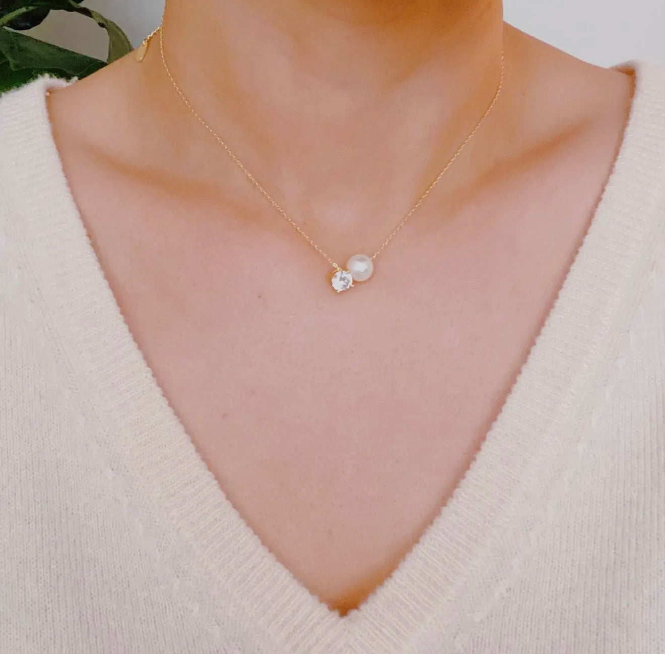 Pearl + Diamond Necklace