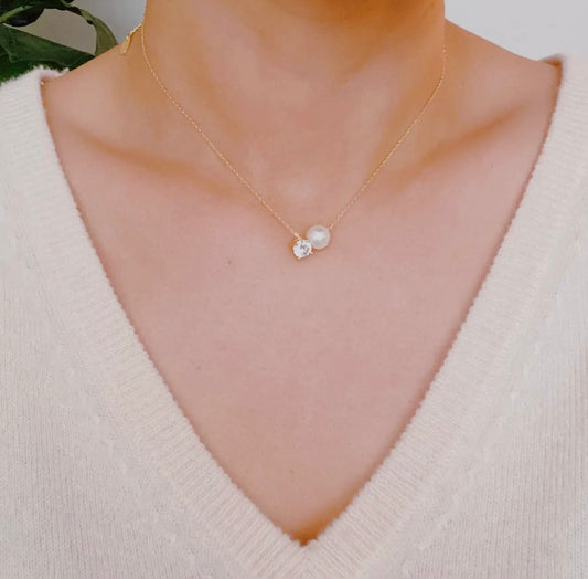 Pearl + Diamond Necklace