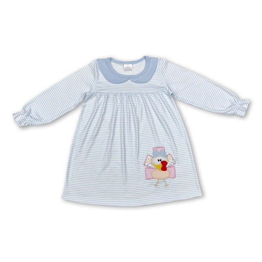 Girls Turkey Stripe Long Sleeve Thanksgiving Dress