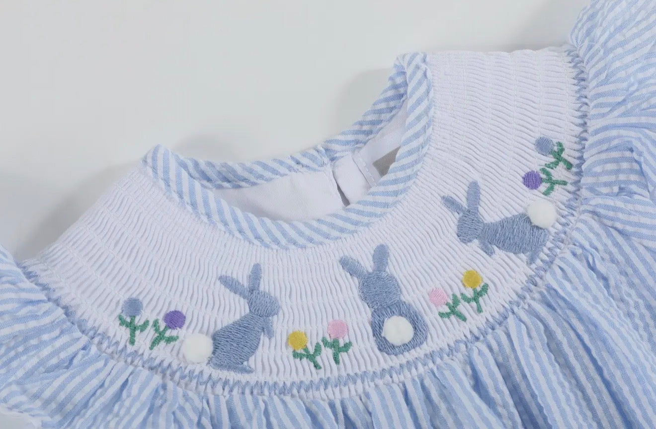 Smocked Seersucker Bunny Bubble