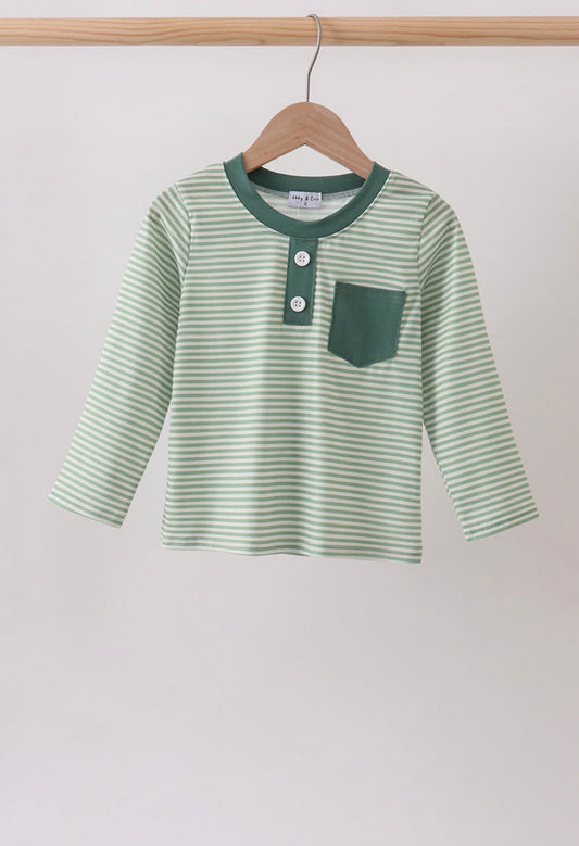 Teal Stripe Pocket Top