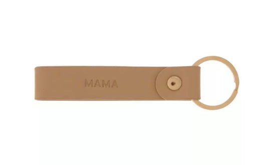 Beige Leather Mama Keychain