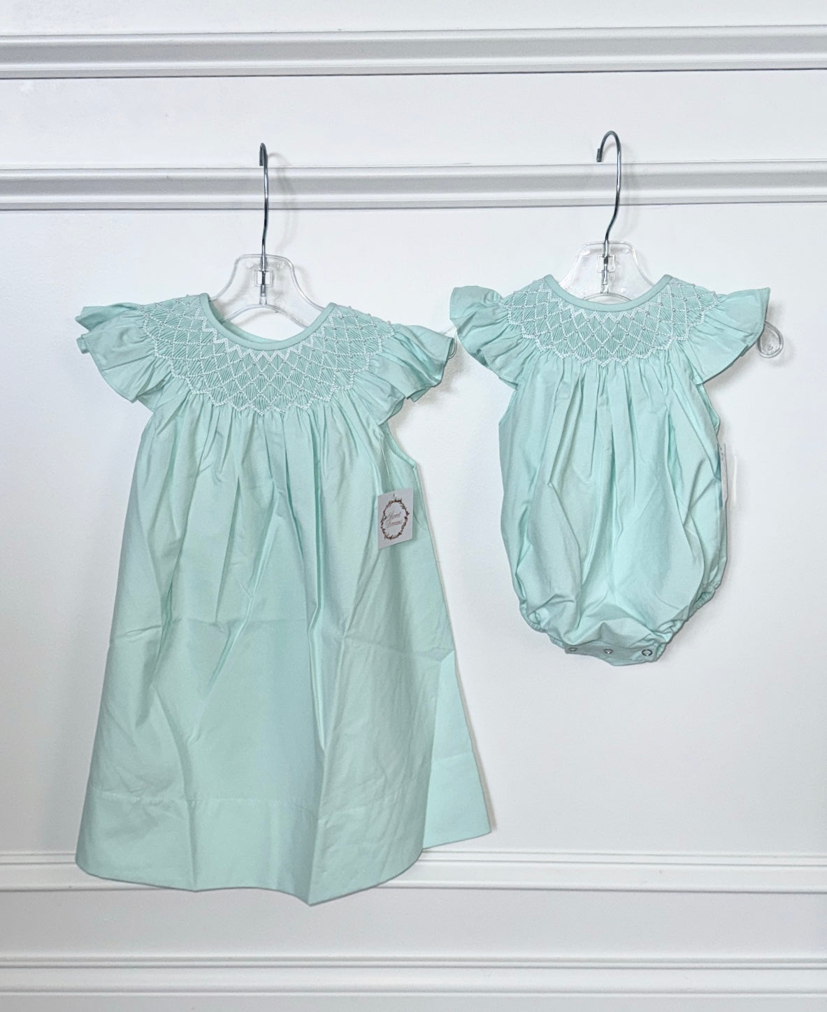 Mint Pearl Smocked Bubble