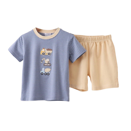 Embroidered Construction Trio Shorts Set
