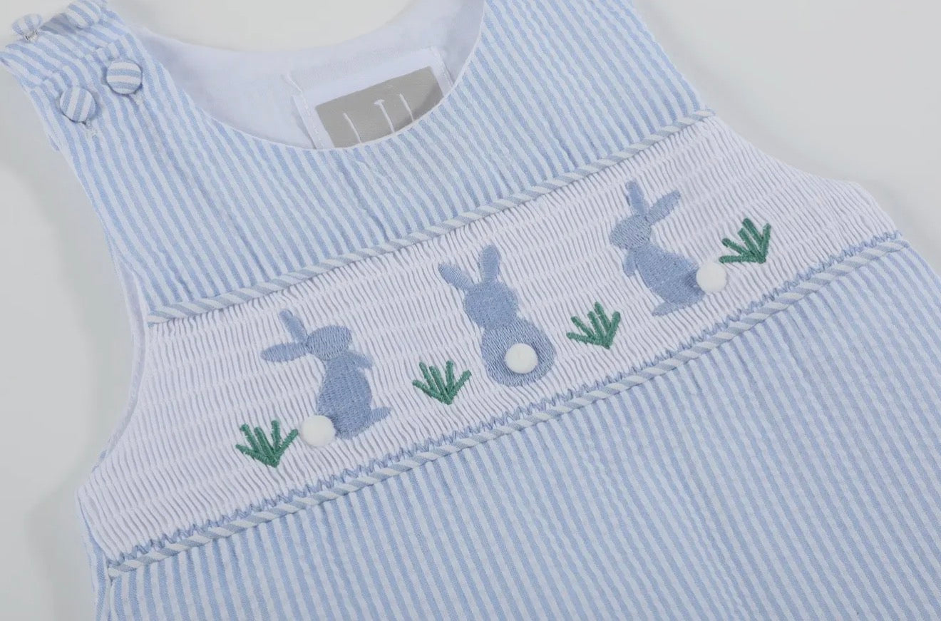 Smocked Seersucker Bunny JonJon