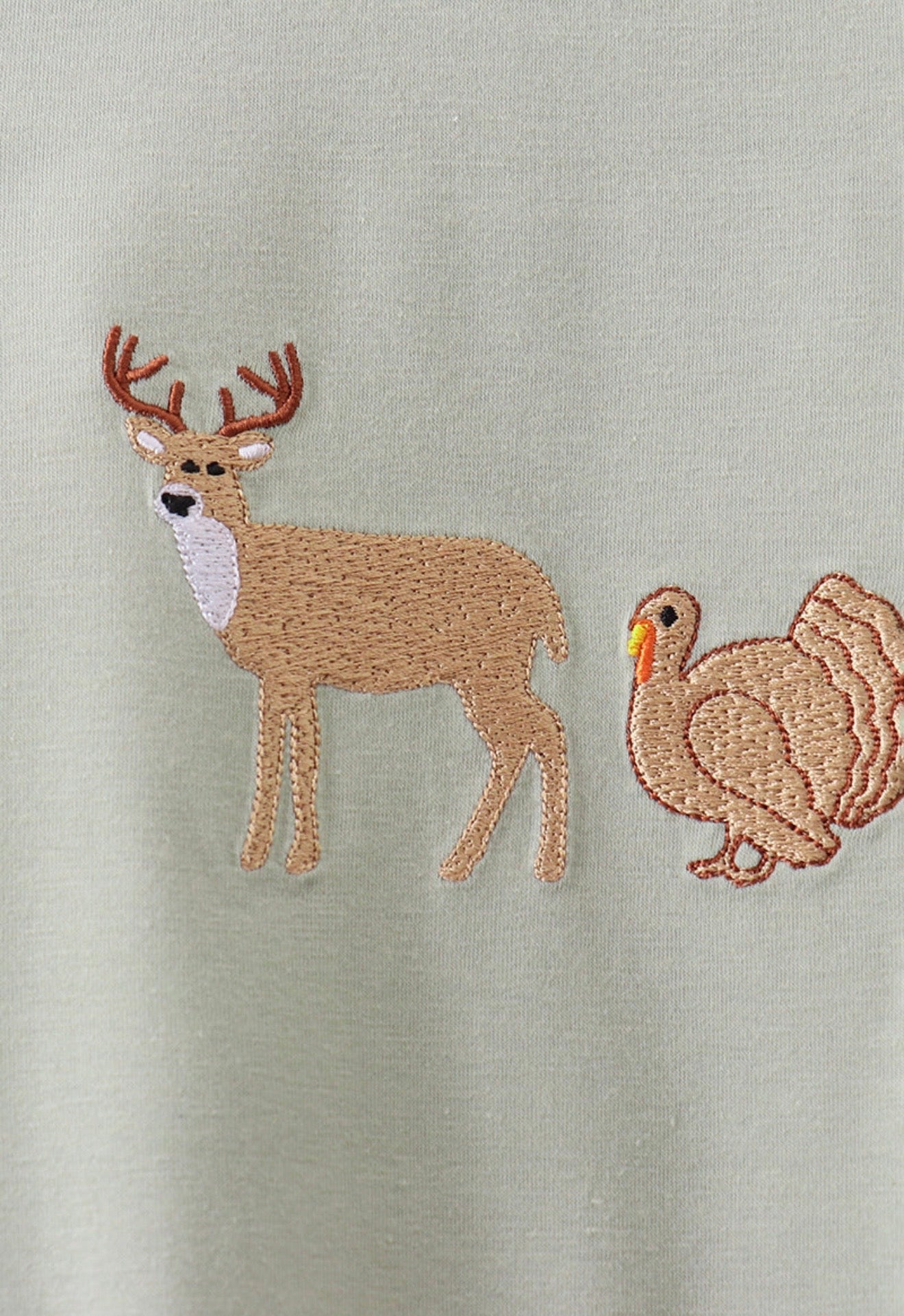 Sage Hunting Embroidered Romper