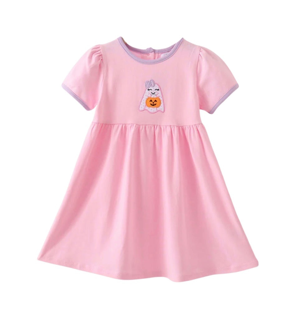 Pink Ghost Embroidered Dress
