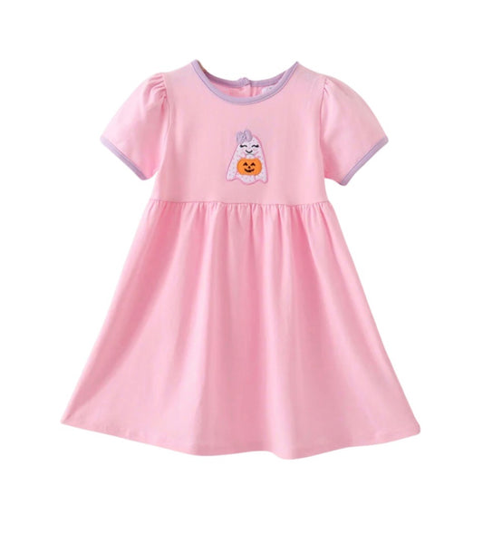 Pink Ghost Embroidered Dress