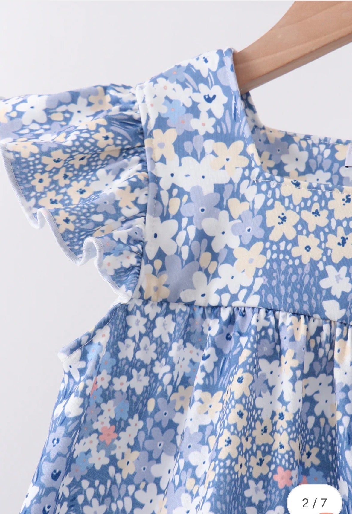 Blue Floral Ruffle Pant Set