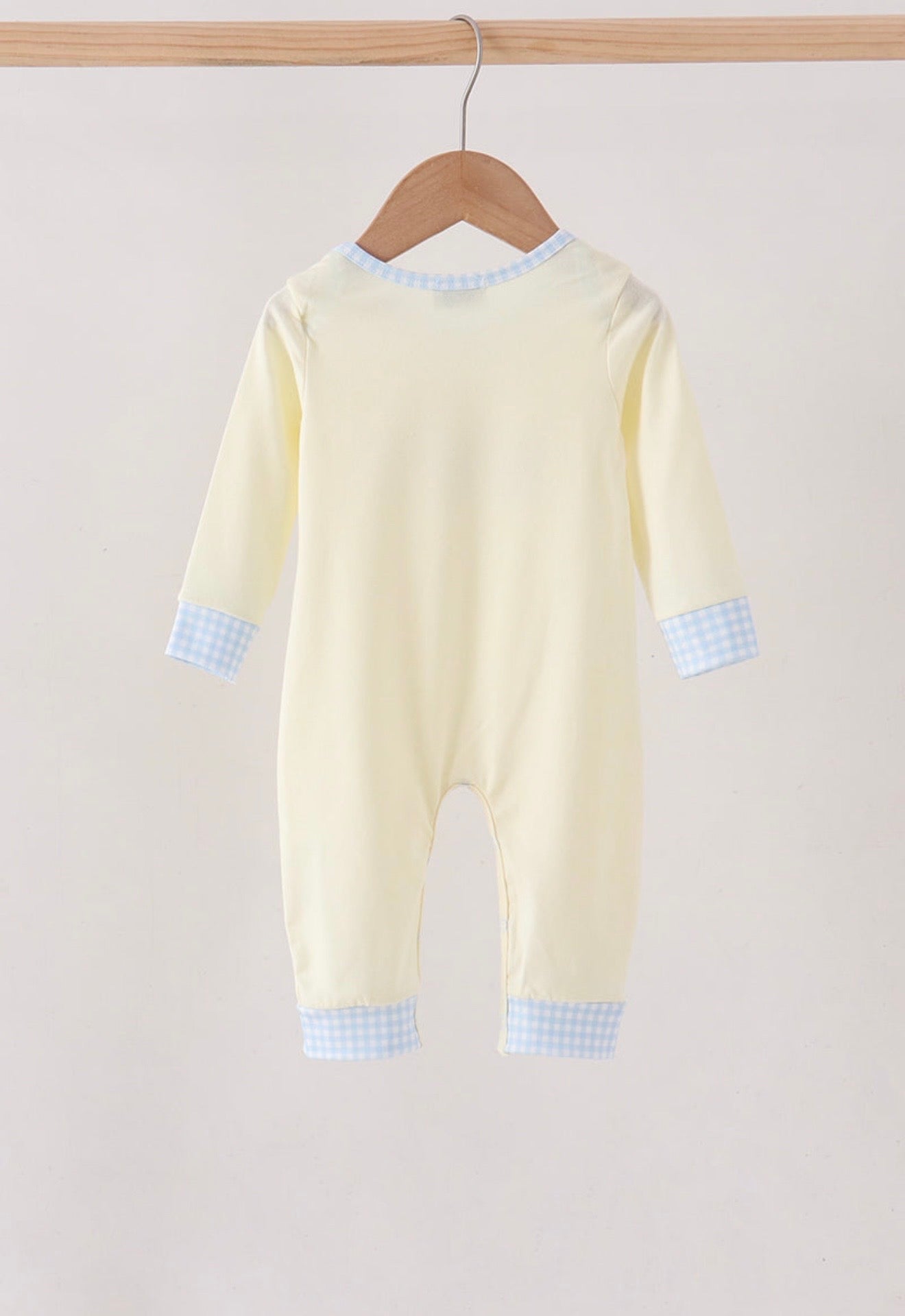 Baby Blue & Yellow Goose Embroidery Romper