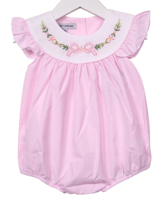 Pink Bow Embroidered Bubble