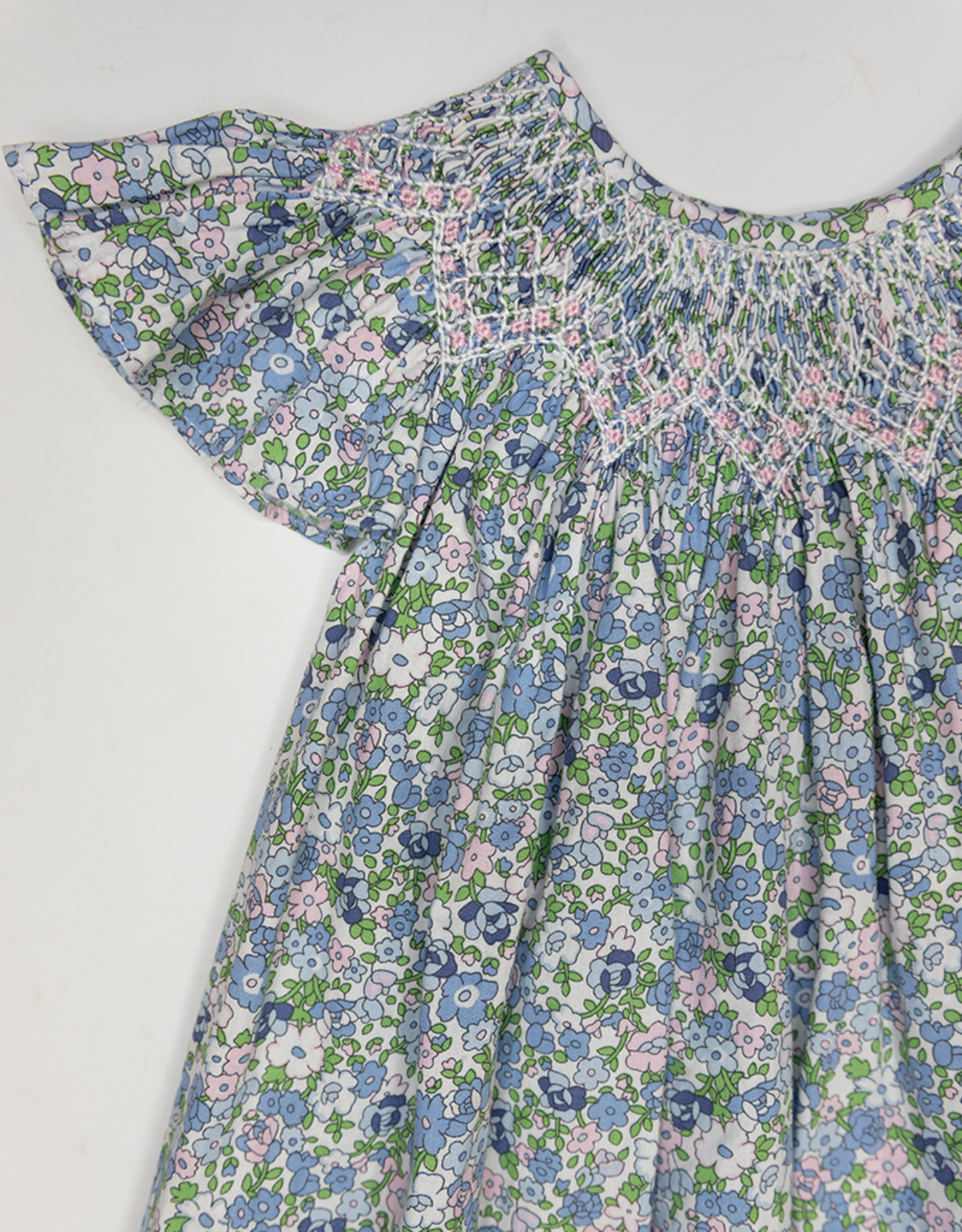 Blue Floral Smocked Dress