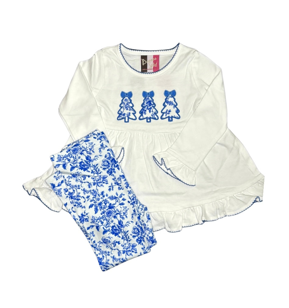 Chinoiserie Christmas Tree Appliqué Legging Set