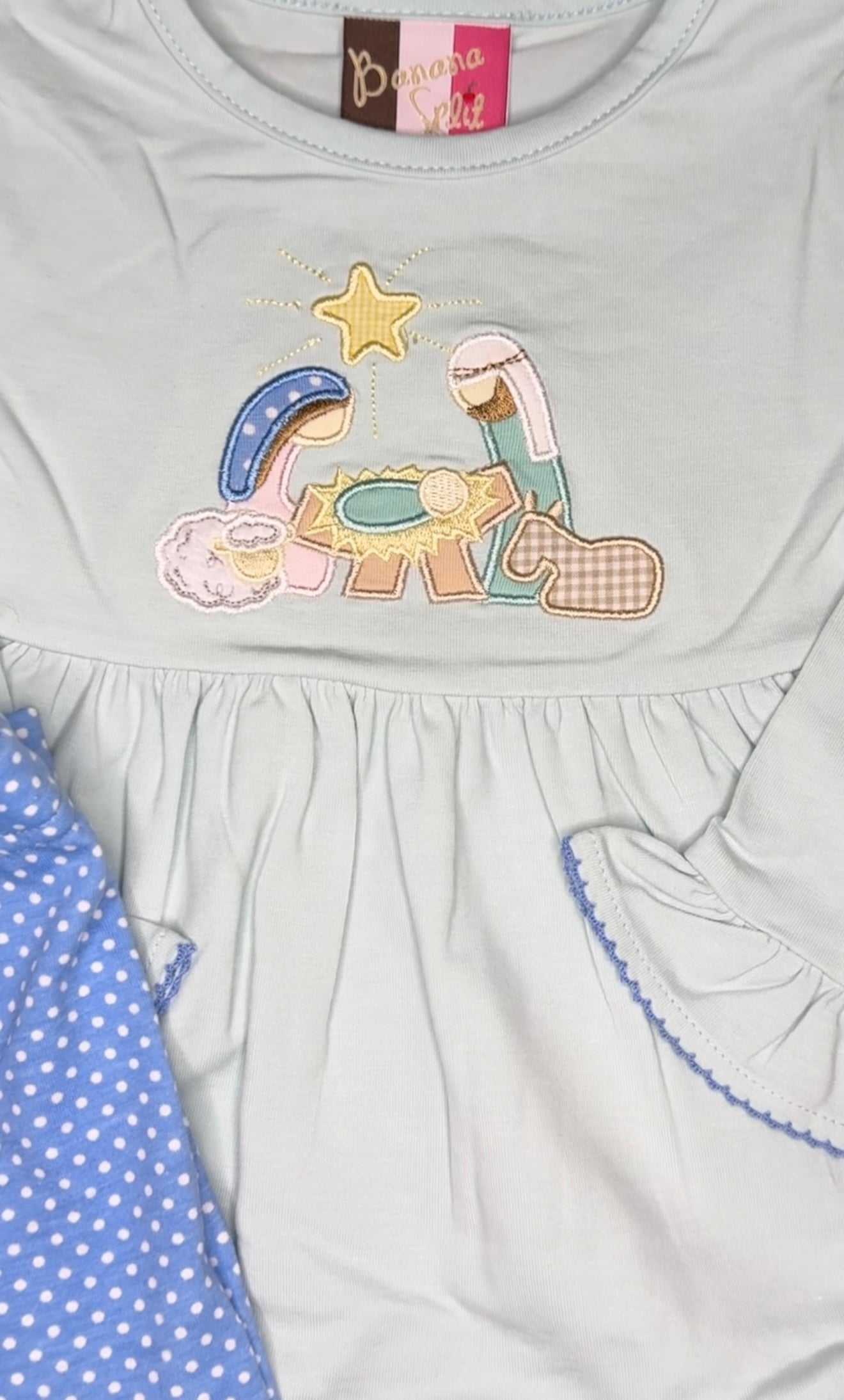 Mint Nativity Appliqué Legging Set