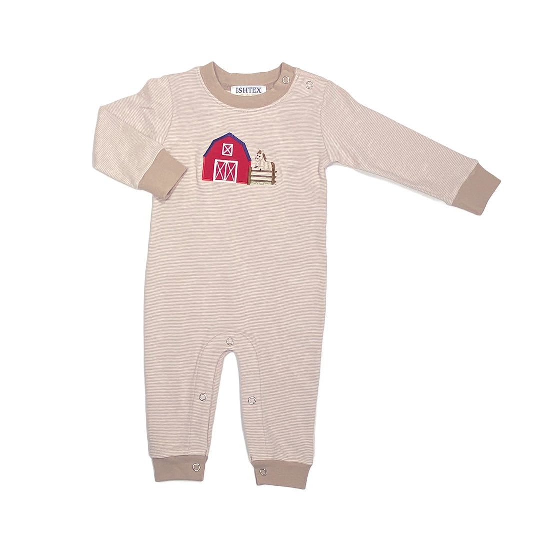 Farm Appliqué Baby Boy Romper