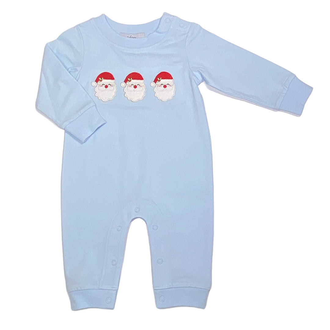 Boys' Light Blue Santa Appliqué Romper