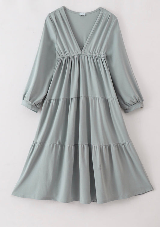 Muted Blue Tiered Dress