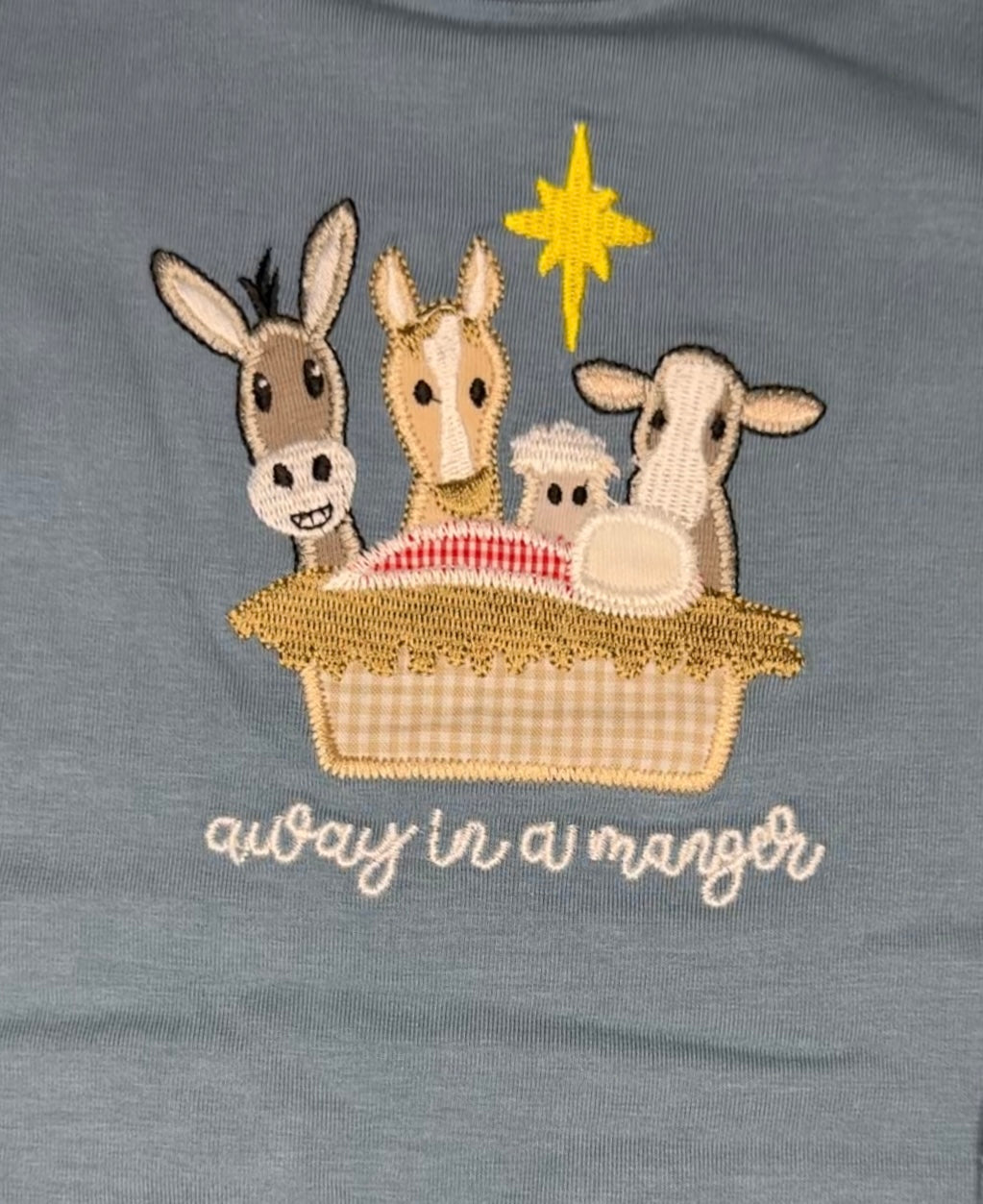 Away In A Manger Embroidered Romper