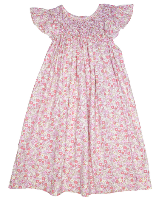 Pink Floral Smocked Dress