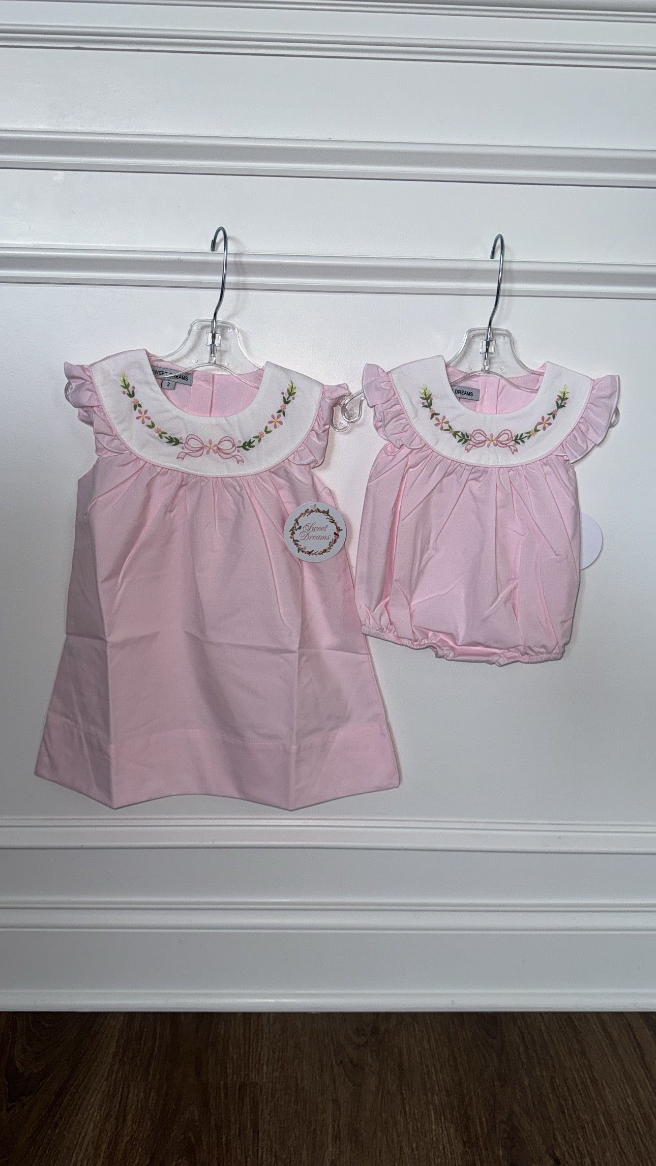 Pink Bow Embroidered Dress