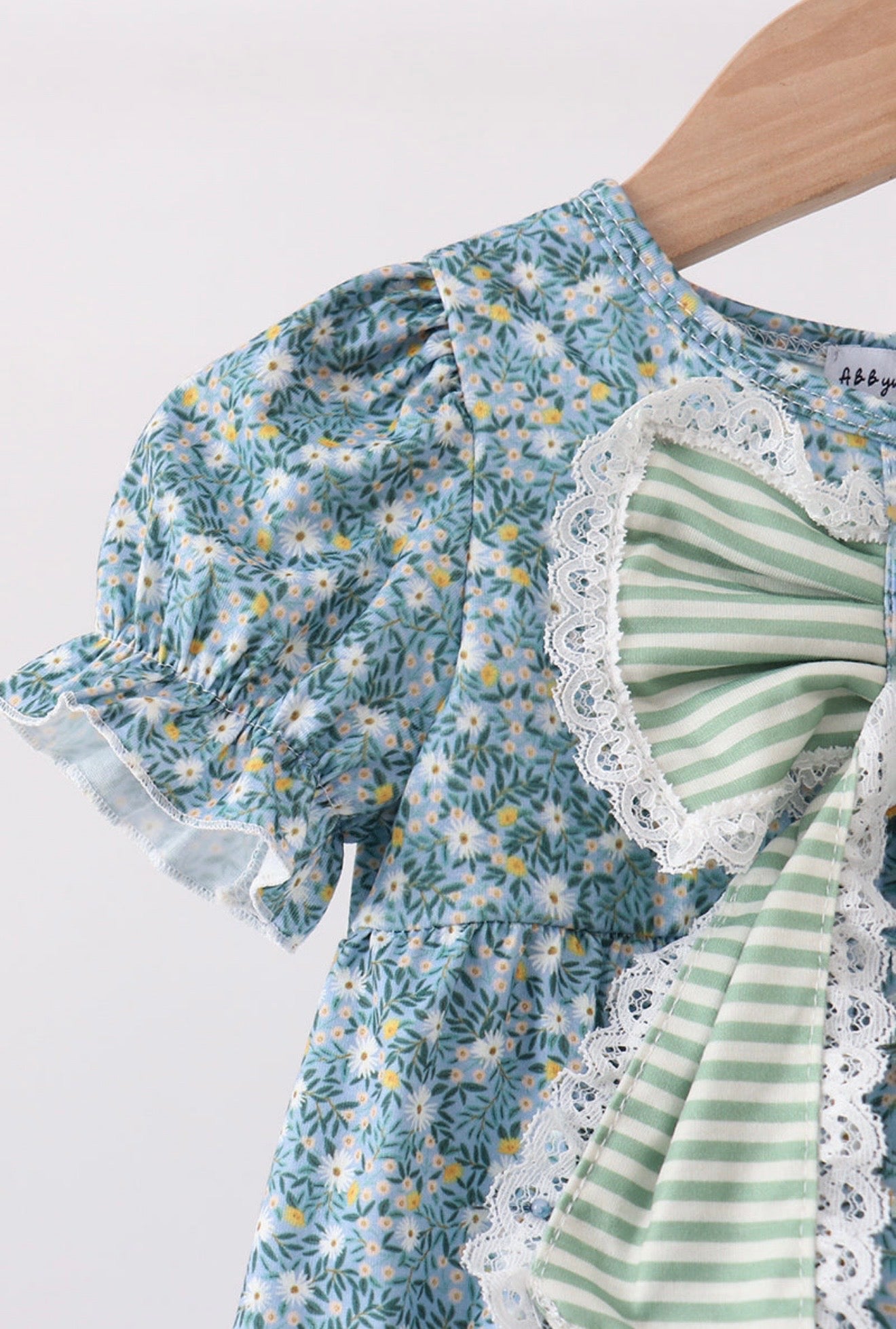 Teal Floral Lace Bow Dress