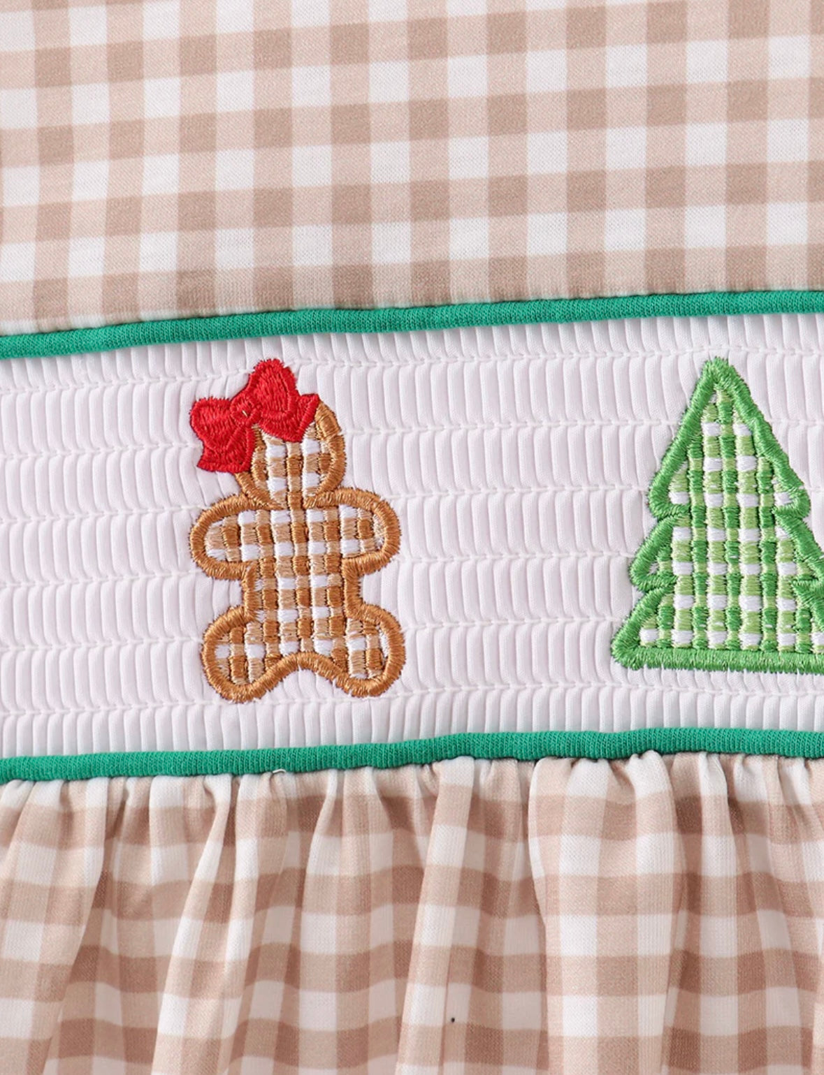 Tan Gingham Christmas Dress