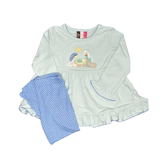 Mint Nativity Appliqué Legging Set