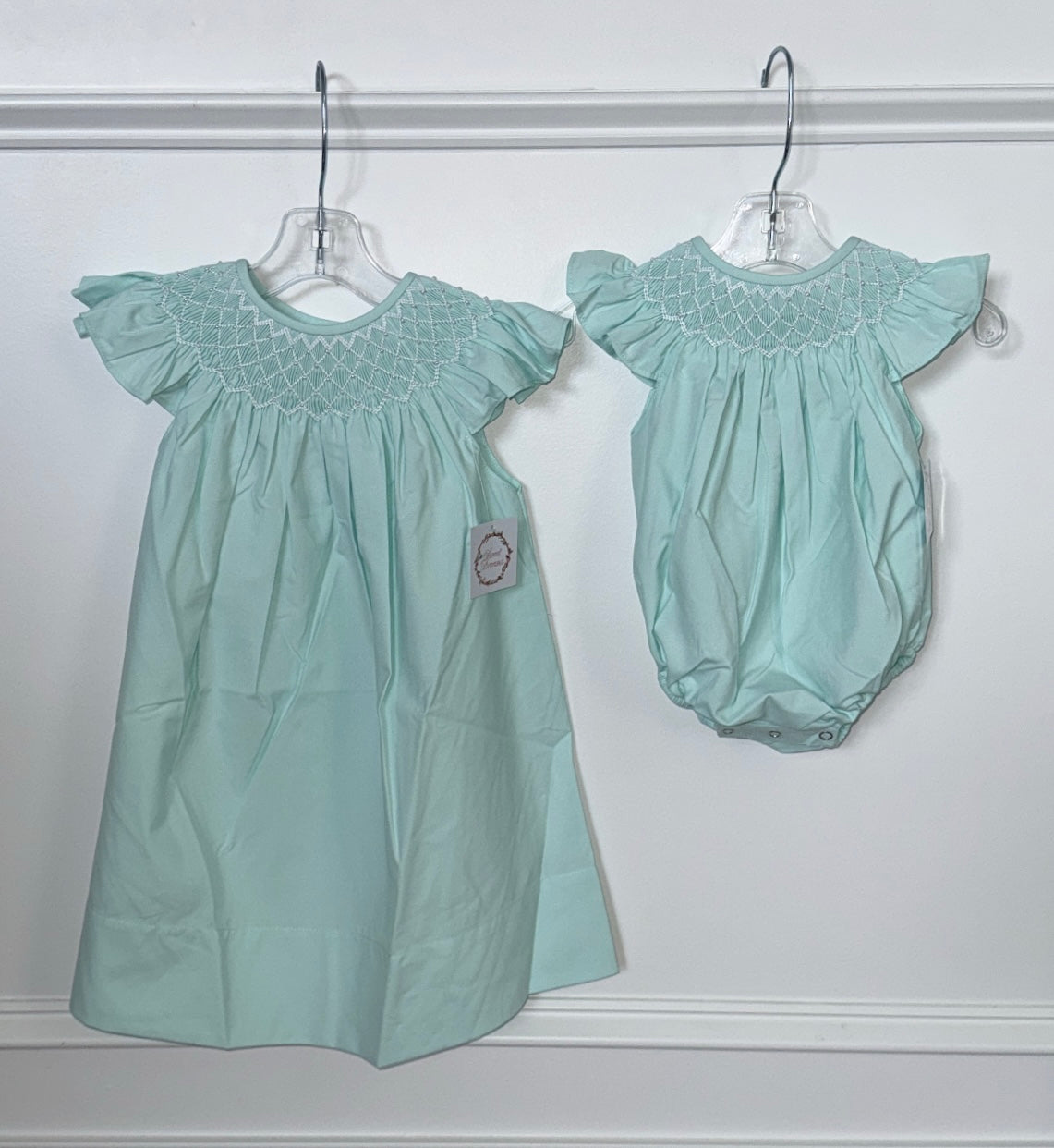 Mint Pearl Smocked Dress