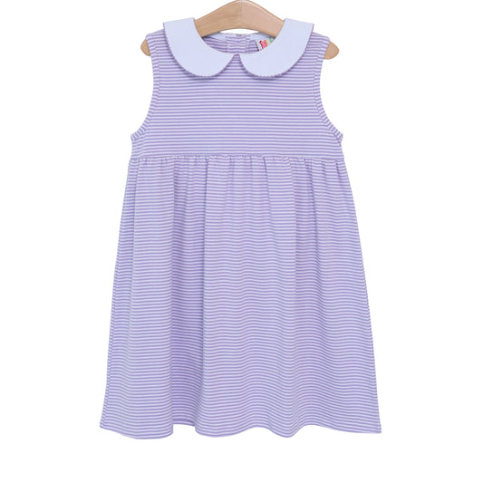 Purple & White Collared Dress
