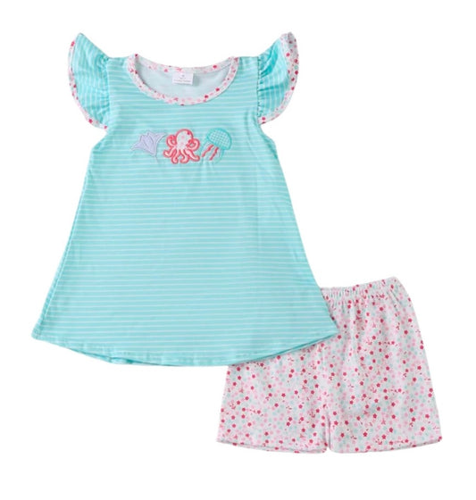Ocean Appliqué Shorts Set