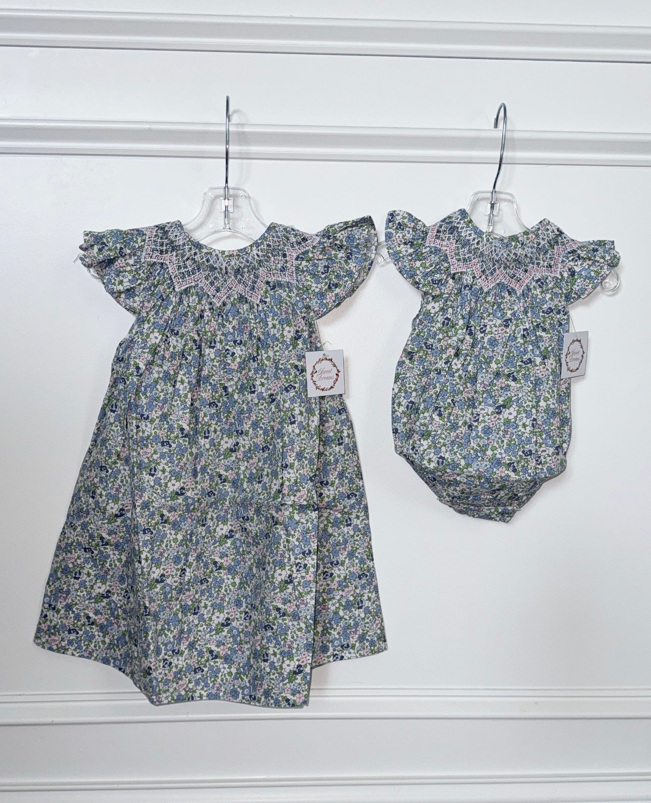 Blue Floral Smocked Dress