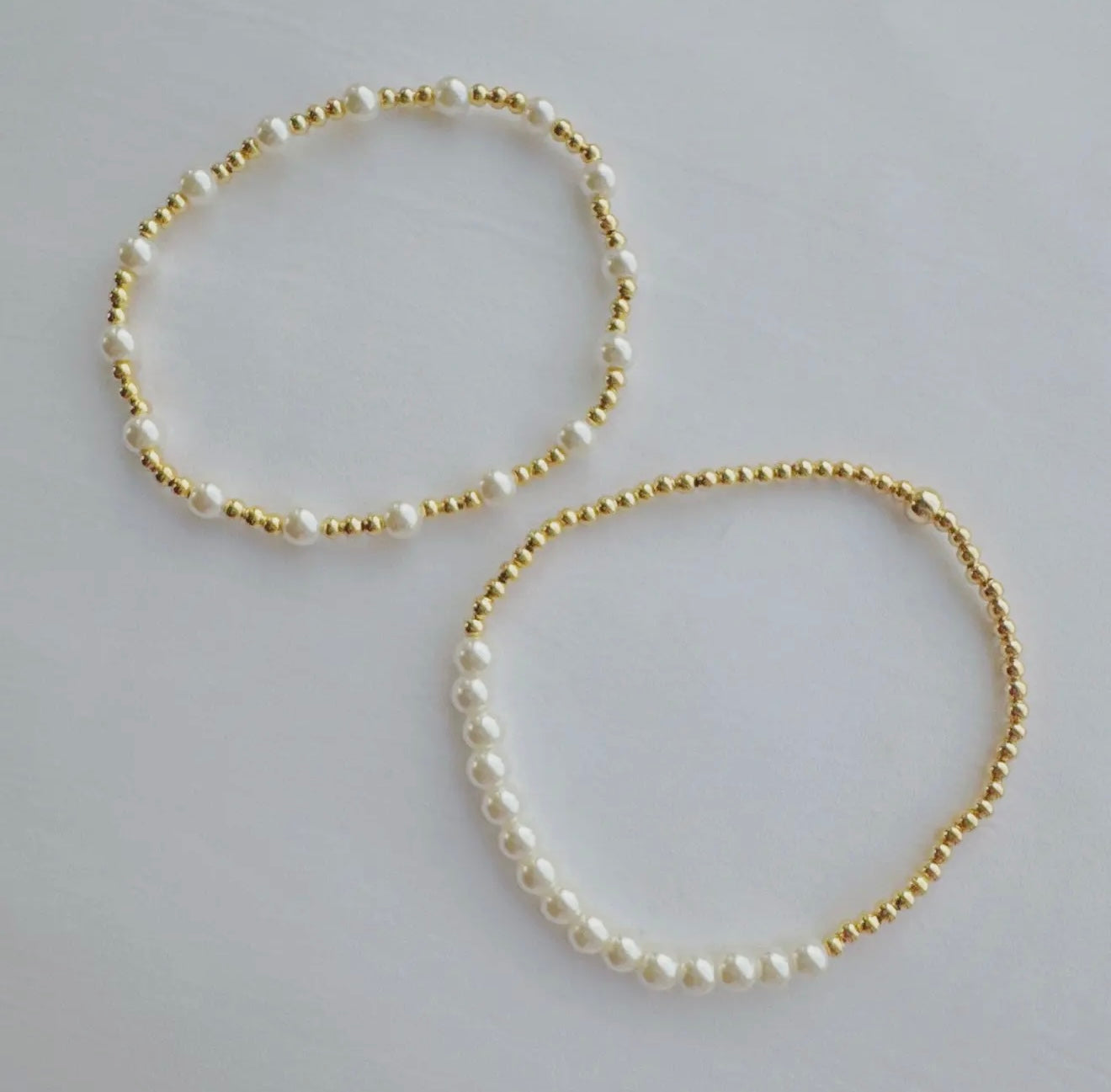 Gold + Pearl Bracelet Set
