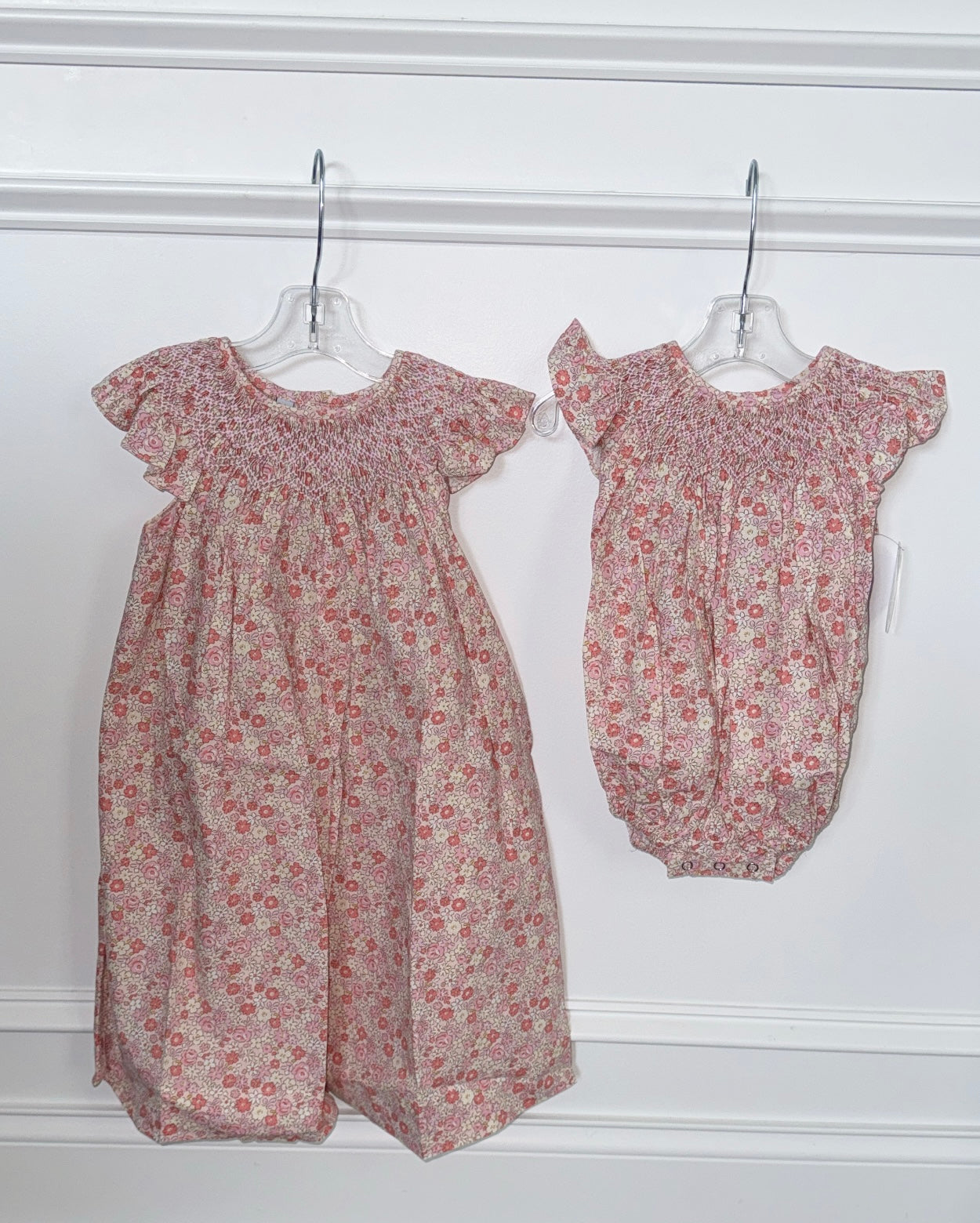 Pink Floral Smocked Bubble
