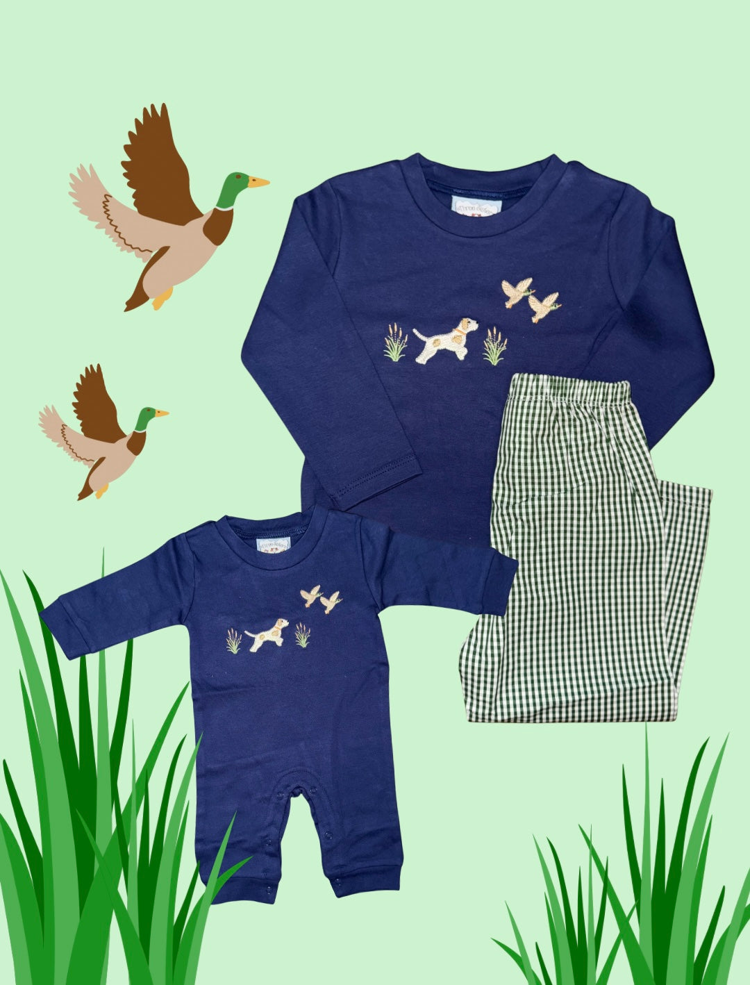 Embroidered Duck Hunting Romper