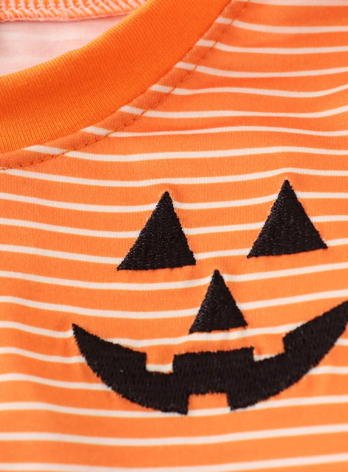 Orange Embroidered Jack-O-Lantern Top
