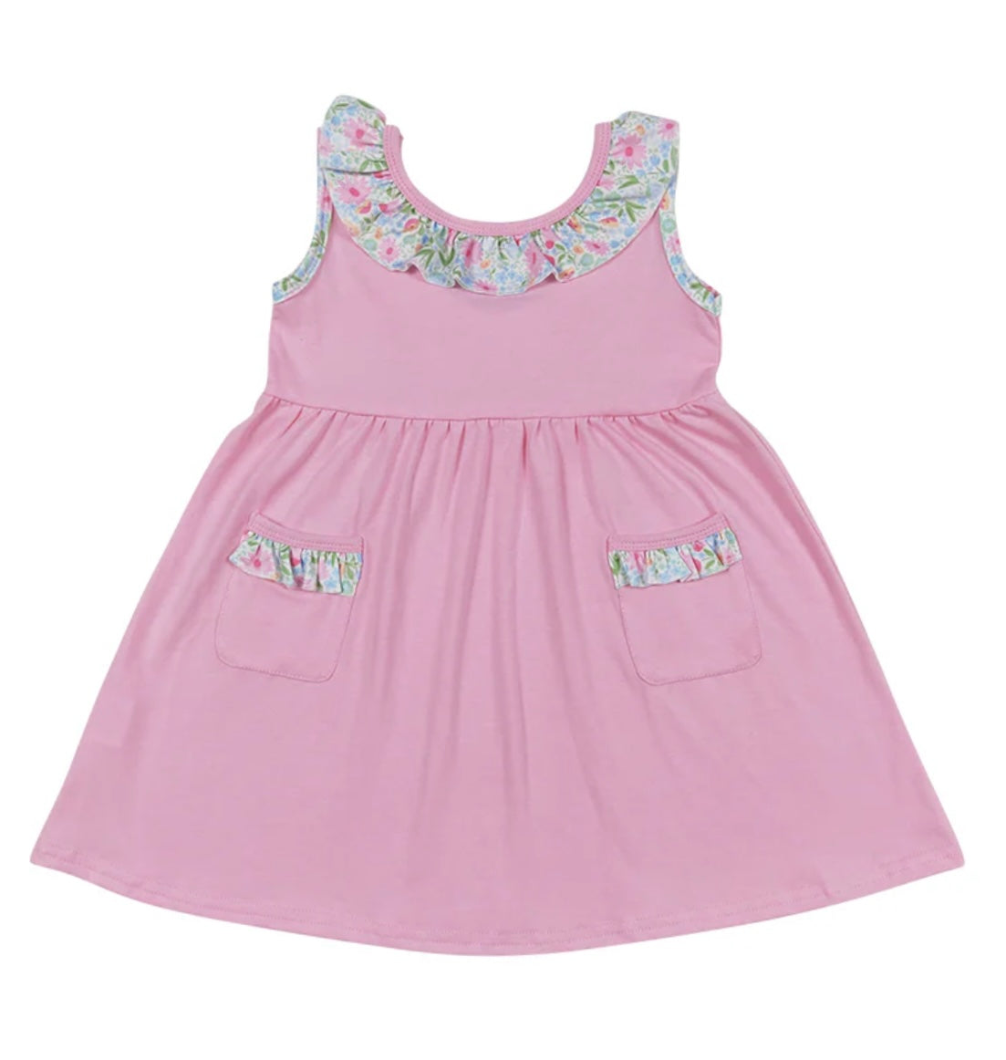 Pink Floral Bow Back Dress