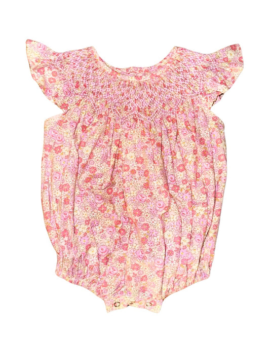 Pink Floral Smocked Bubble