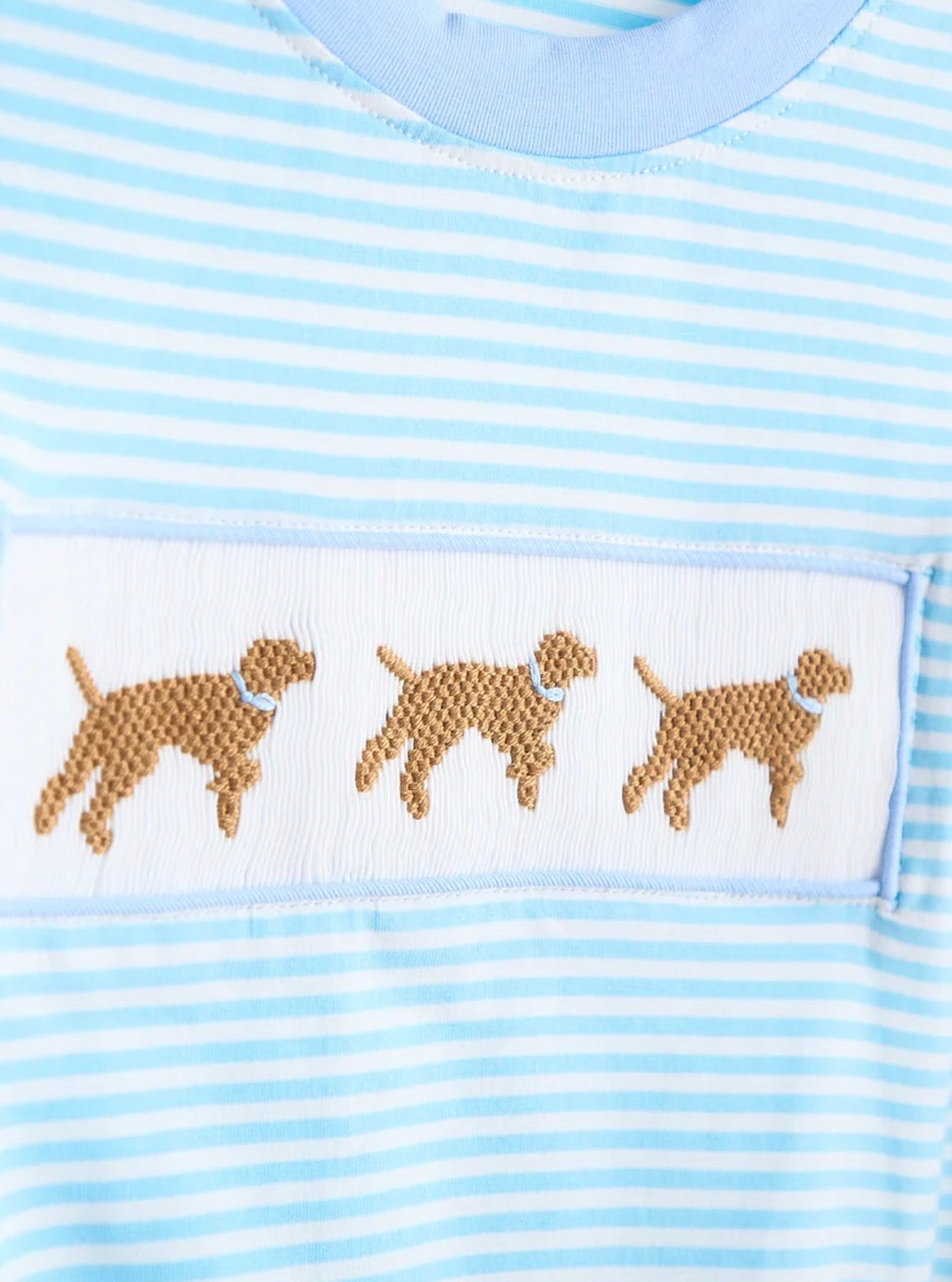 Blue Smocked Puppy Boys Shirt