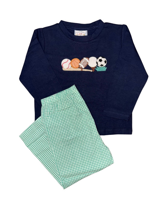 Appliqué Sports Pants Set