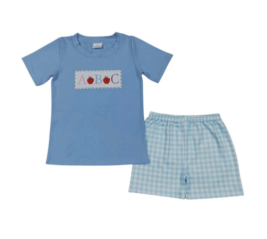 ABC Embroidered Shorts Set