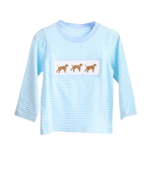 Blue Smocked Puppy Shirt – Boys' Fall Boutique Top