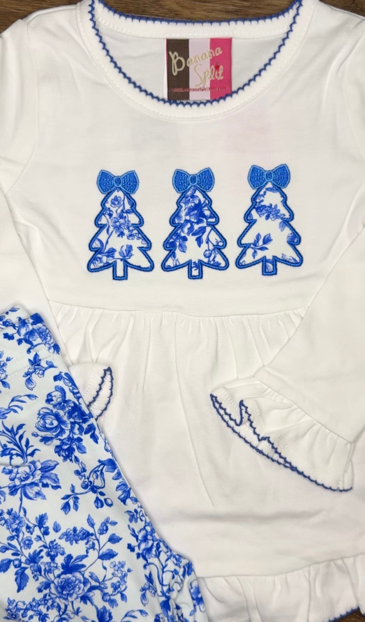 Chinoiserie Christmas Tree Appliqué Legging Set