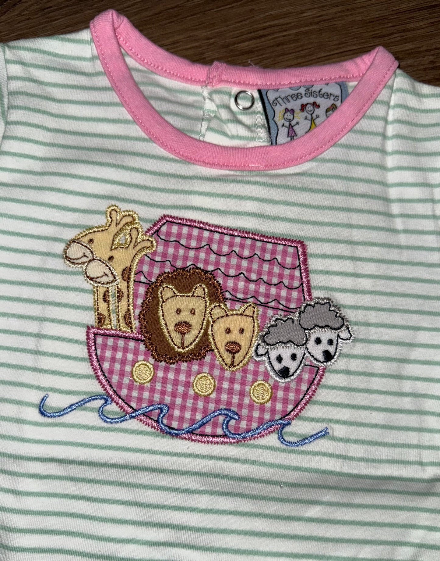 Pink Trim Noah’s Ark Romper