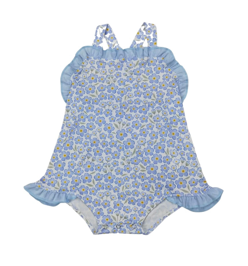 Light Blue Floral Ruffle Bubble