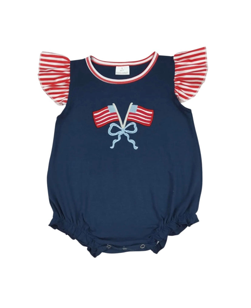 Patriotic Embroidered Flutter Sleeve Bubble
