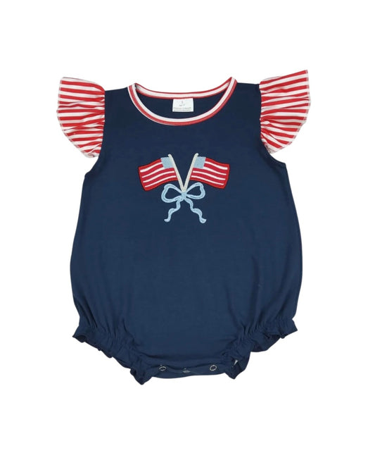 Patriotic Embroidered Flutter Sleeve Bubble