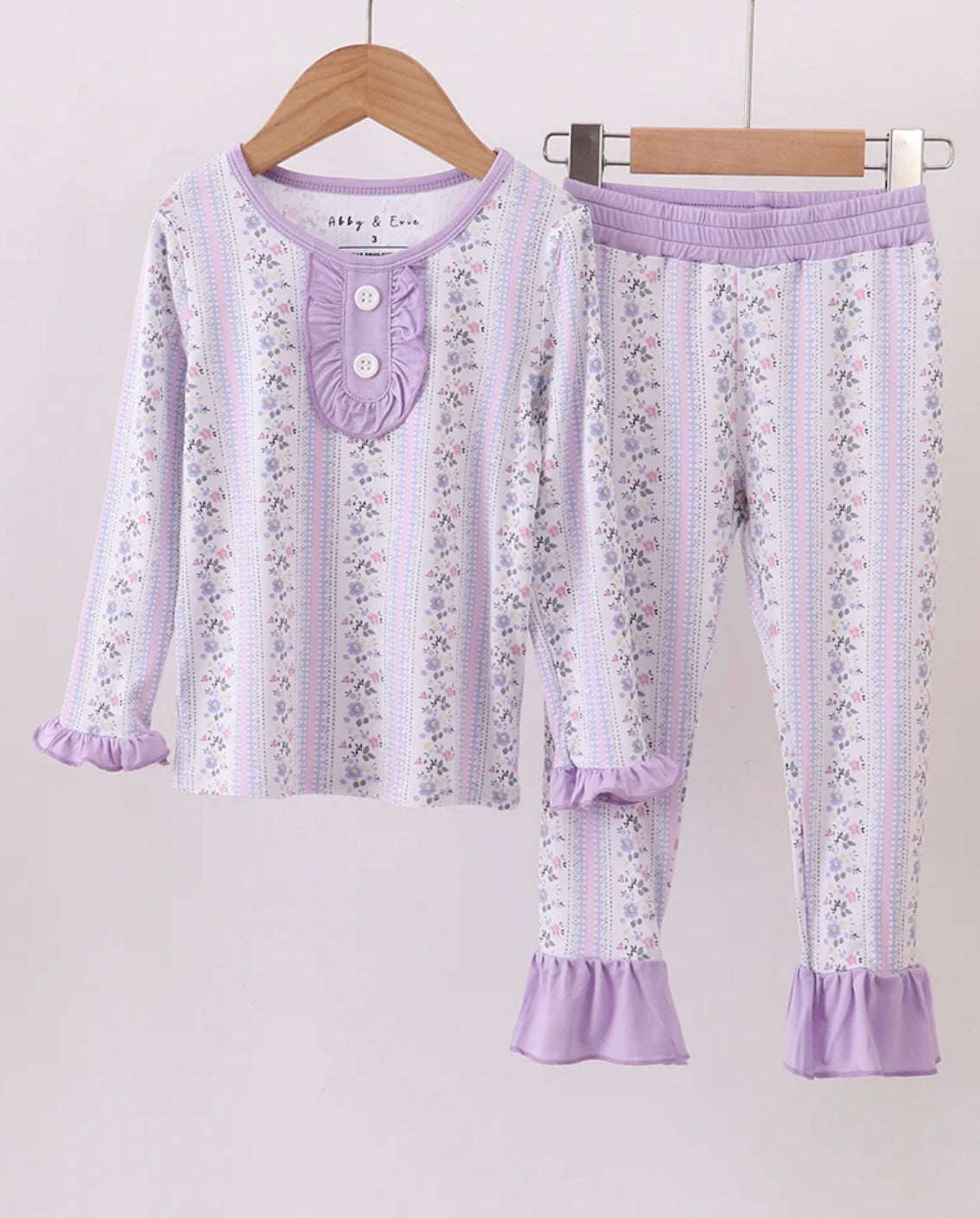 Lavender Floral Ruffle Pajamas