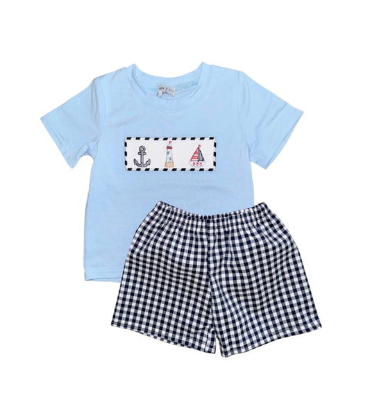 Nautical Embroidered Short Set
