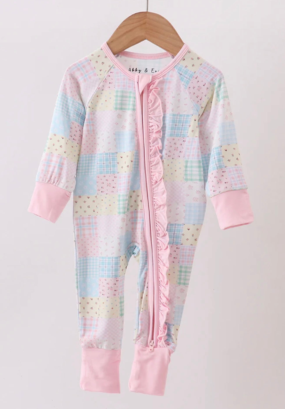 Pink Patchwork Zipper Pajamas