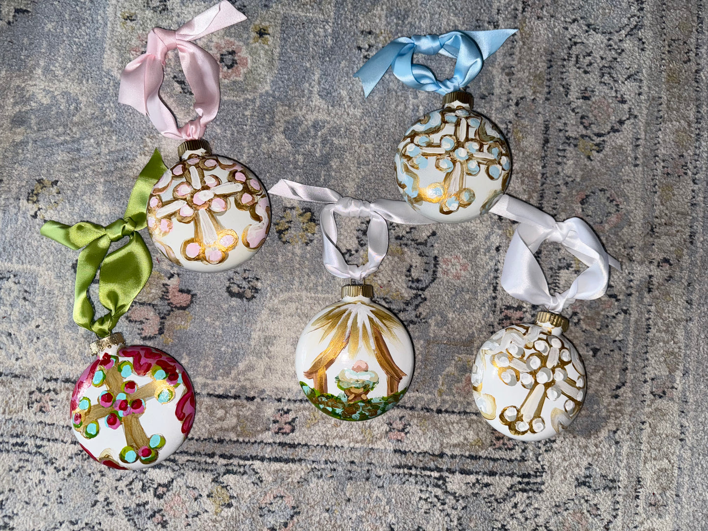Joy Cross Glass Disc Ornament